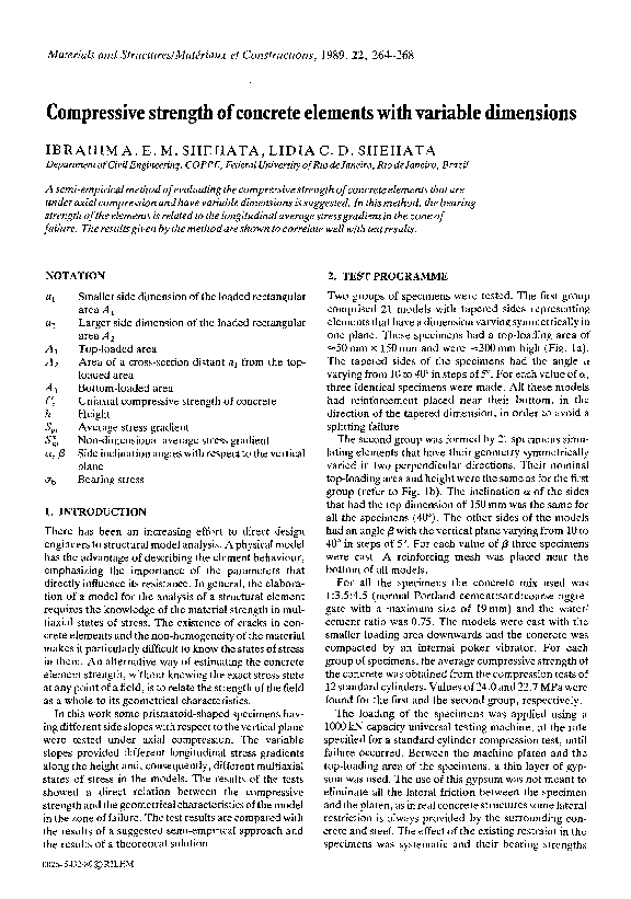 (PDF) Compressive strength of concrete elements with variable dimensions