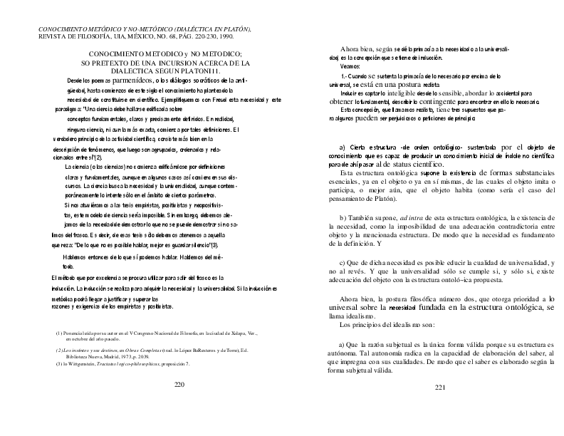 Pdf Conocimiento Metodico Y No Metodico Dialectica En Platon