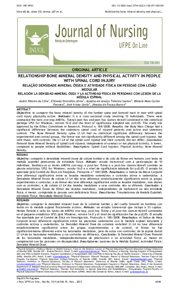 (PDF) RELATIONSHIP BONE MINERAL DENSITY AND PHYSICAL ACTIVITY IN PEOPLE ...