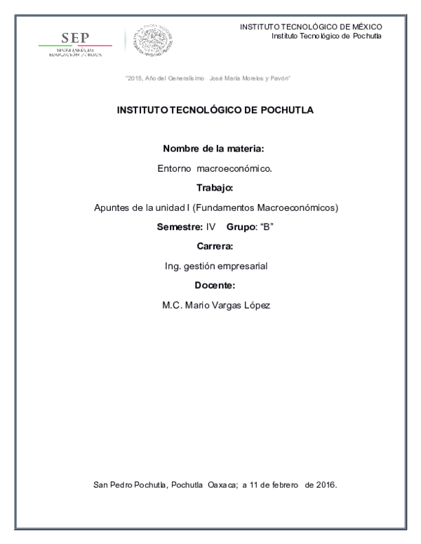 (DOC) INSTITUTO TECNOLÓGICO DE POCHUTLA Nombre de la materia