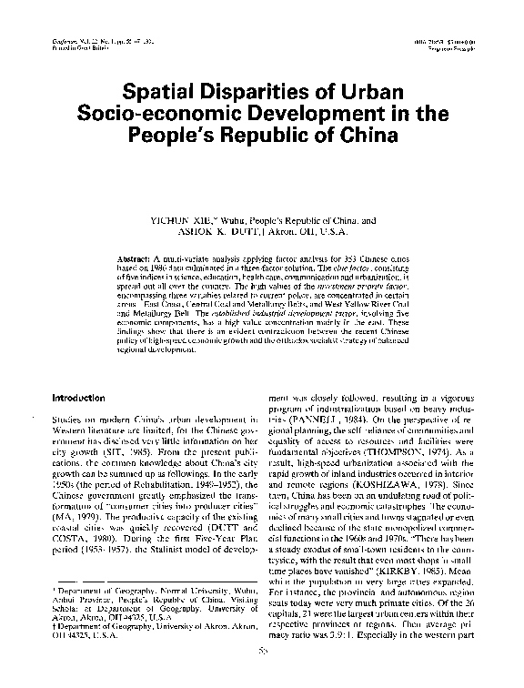 (PDF) Spatial disparities of urban socio-economic development in the ...