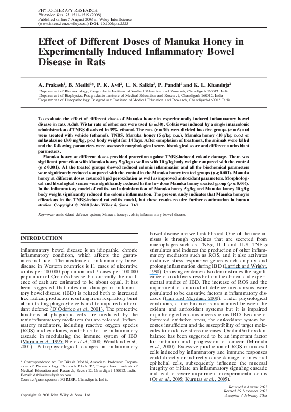 (PDF) Morphometric Analysis of the Effects of Manuka Honey on Vasospastic Femoral Arteries in