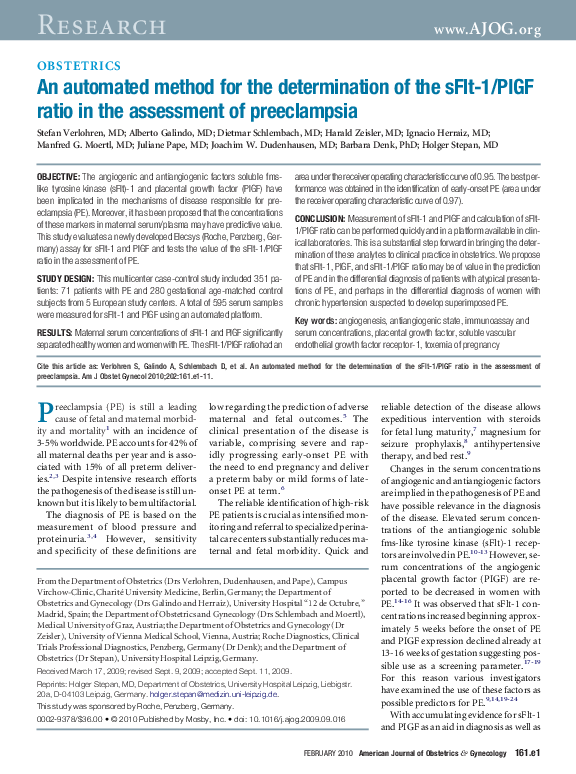 (PDF) An automated method for the determination of the sFlt-1/PIGF ...