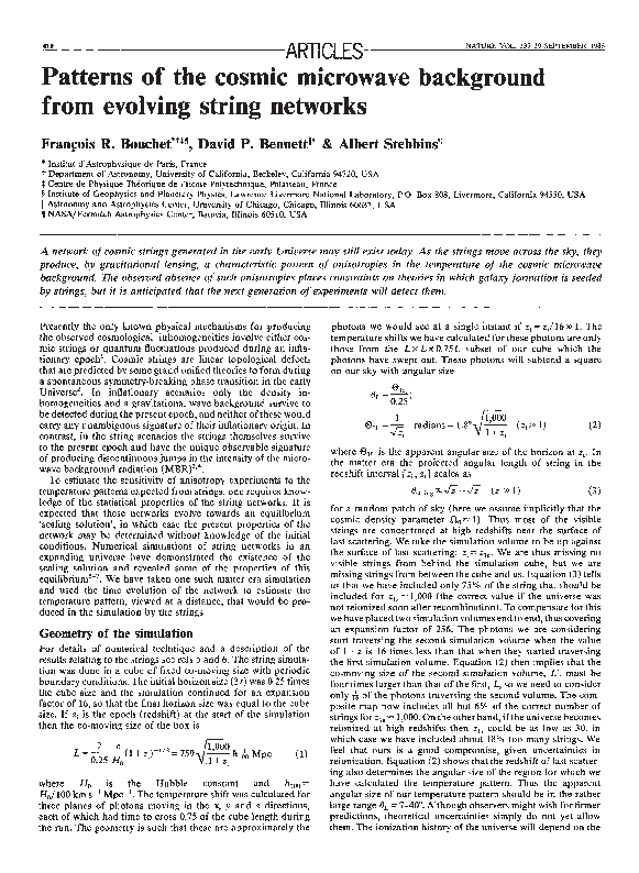 (PDF) Patterns of the cosmic microwave background from evolving string ...