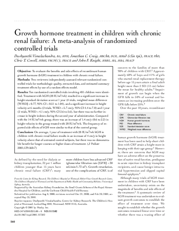 (PDF) Growth hormone treatment in children with chronic renal failure ...