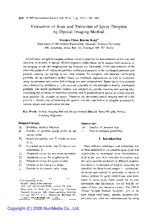 (PDF) Extraction of sizes and velocities of spray droplets by optical ...