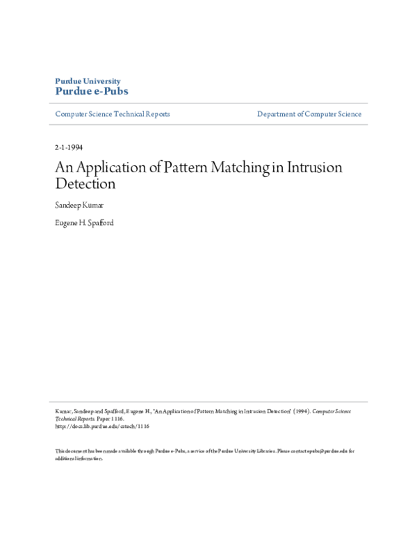(PDF) An Application of Pattern Matching In Intrusion Detection