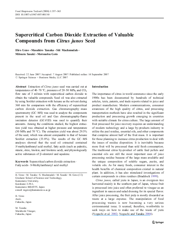 (PDF) Supercritical carbon dioxide extraction of vanilla1