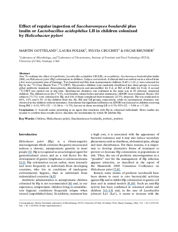 (PDF) Effect of regular ingestion of Saccharomyces boulardii plus