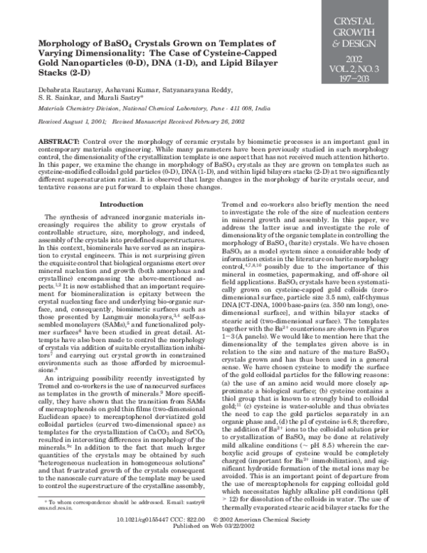 (PDF) Morphology of BaSO 4 Crystals Grown on Templates of Varying ...
