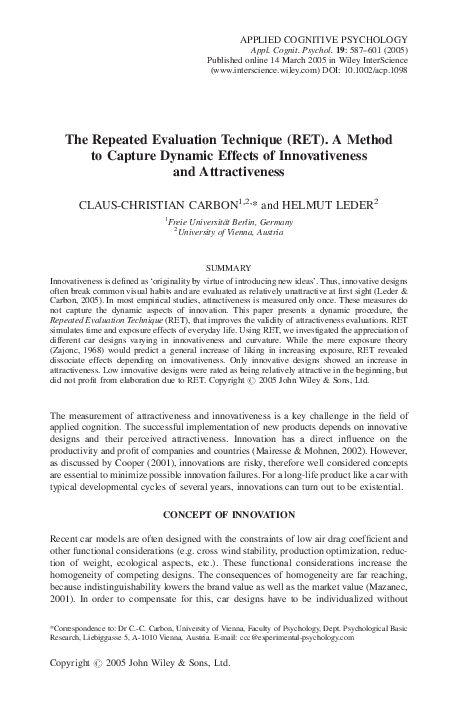 (PDF) The Repeated Evaluation Technique (RET). A method to capture ...