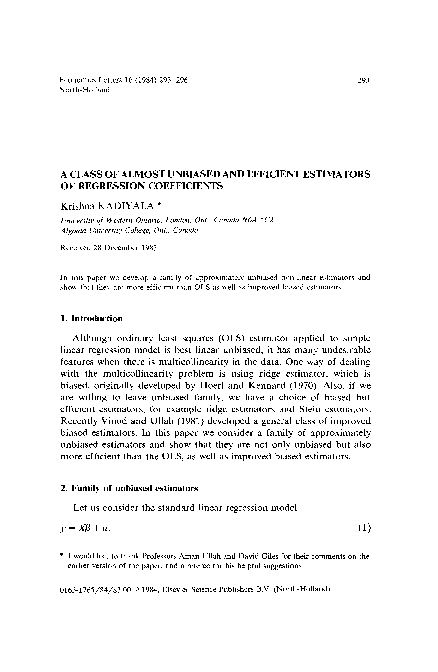 (PDF) A class of almost unbiased and efficient estimators of regression ...