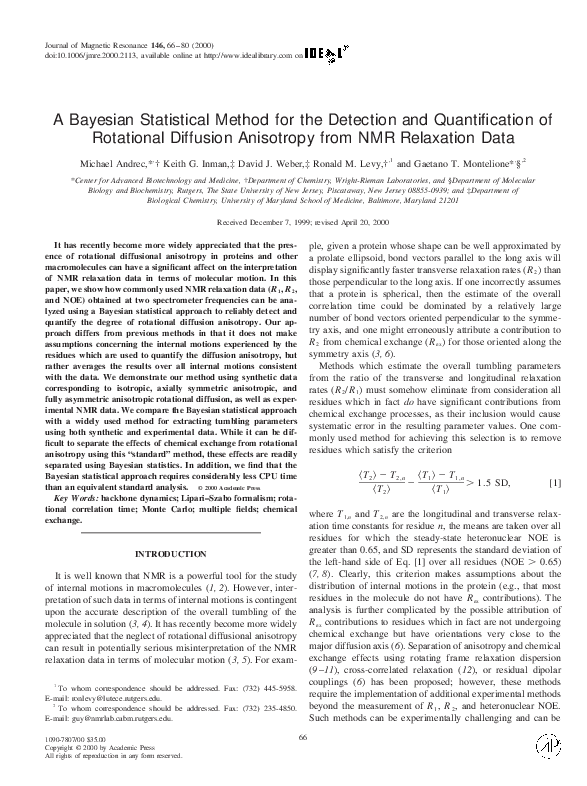 (PDF) A Bayesian Statistical Method for the Detection and ...