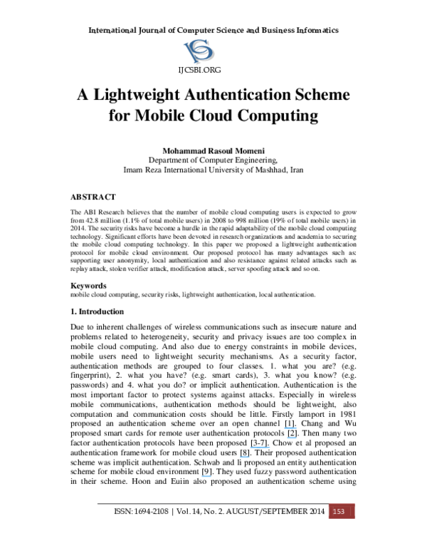 (PDF) A light weight authentication scheme for mobile wireless Internet ...