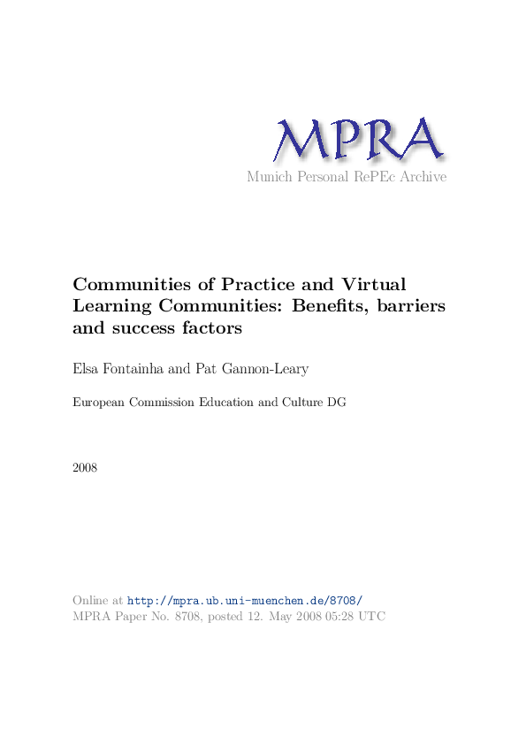 (PDF) Communities of Practice and Virtual Learning Communities ...