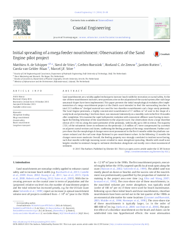 (PDF) Initial spreading of a mega feeder nourishment: Observations of ...