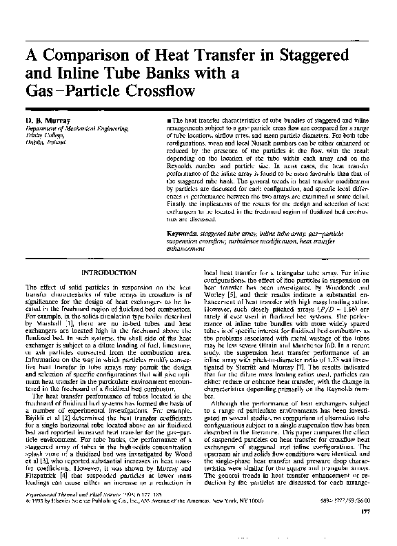 (PDF) A comparison of heat transfer in staggered and inline tube banks ...