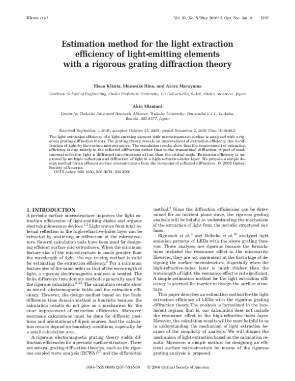 (PDF) Estimation method for the light extraction efficiency of light ...