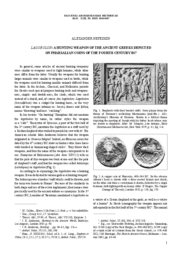 (PDF) Lagobolon: hunting weapon of the ancient Greeks on Pharsalian ...