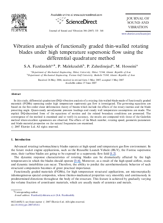 (PDF) Vibration analysis of functionally graded thin-walled rotating ...