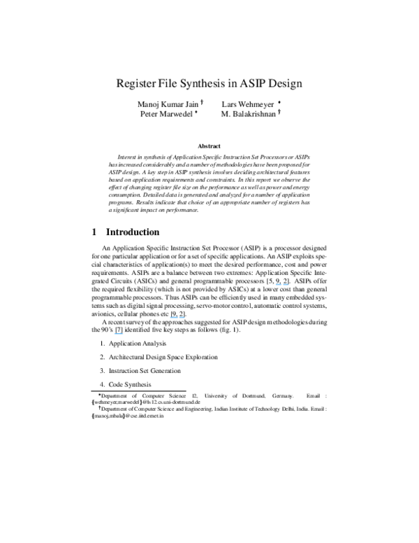 (PDF) Register File Synthesis in ASIP Design