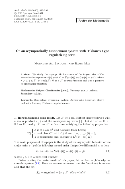 (PDF) On an asymptotically autonomous system with Tikhonov type ...