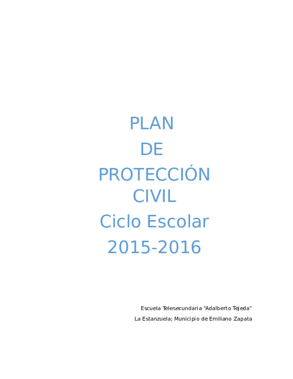 (DOC) PLAN DE PROTECCION CIVIL 20142015 (2) Nicolas Xavier Torres (DOC) PLAN DE PROTECCION CIVIL 20142015 (2) Nicolas Xavier Torres