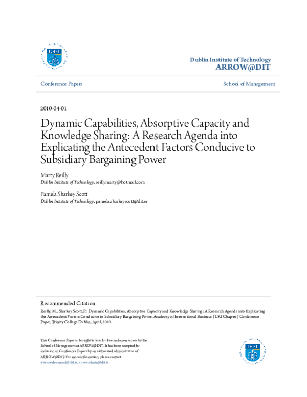 (PDF) Dynamic Capabilities, Absorptive Capacity and Knowledge Sharing ...