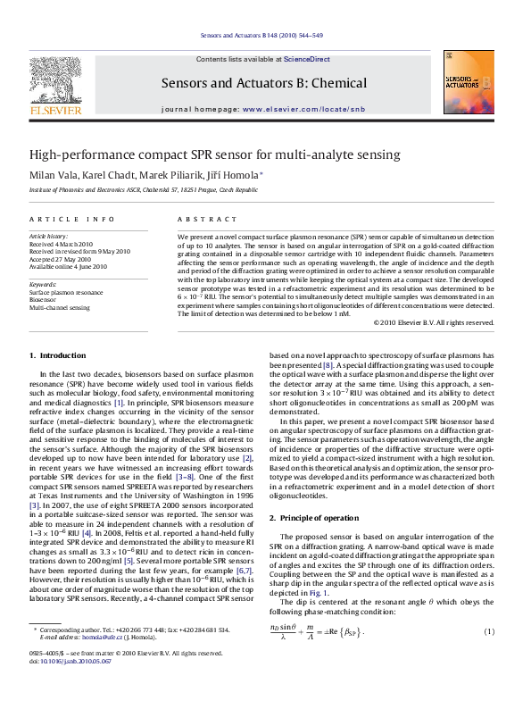 (PDF) High-performance compact SPR sensor for multi-analyte sensing