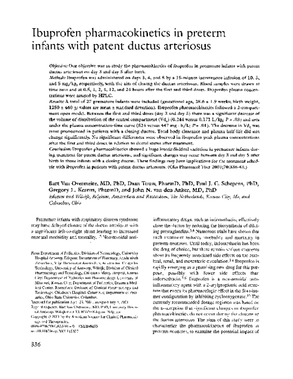 (PDF) Ibuprofen in Premature Infants with Patent