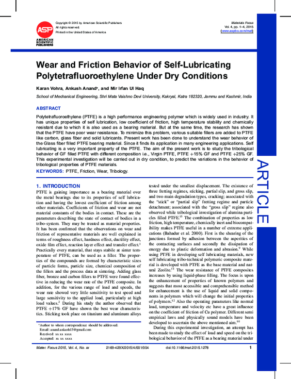 (PDF) Wear and Friction Behavior of Self-Lubricating ...
