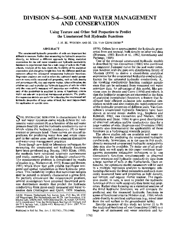 (PDF) Using Texture and Other Soil Properties to Predict the ...