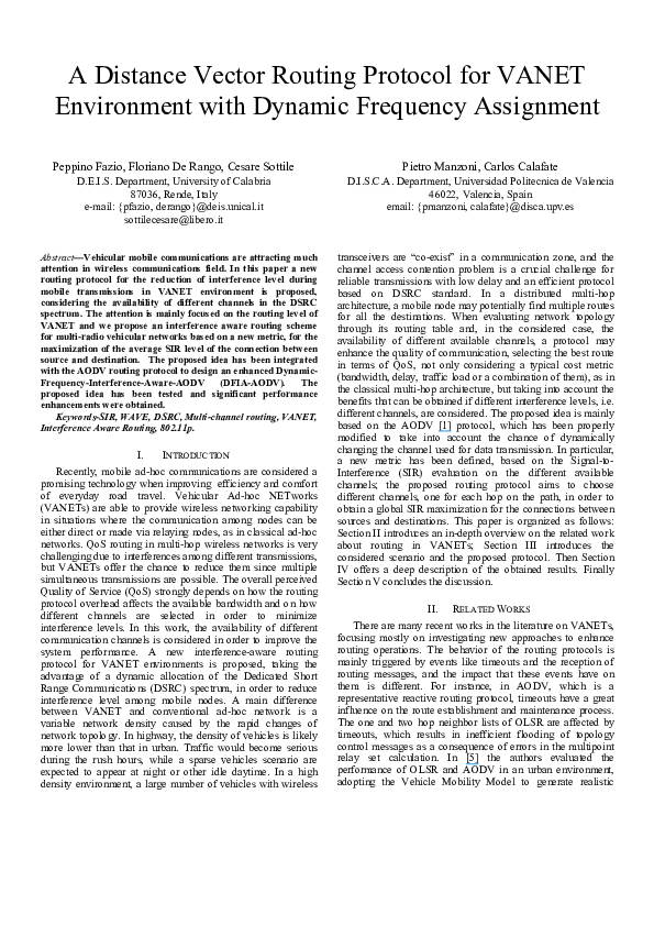 (PDF) A distance vector routing protocol for VANET environment with ...