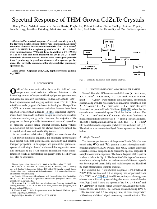 (PDF) Characterization of large cadmium zinc telluride crystals grown