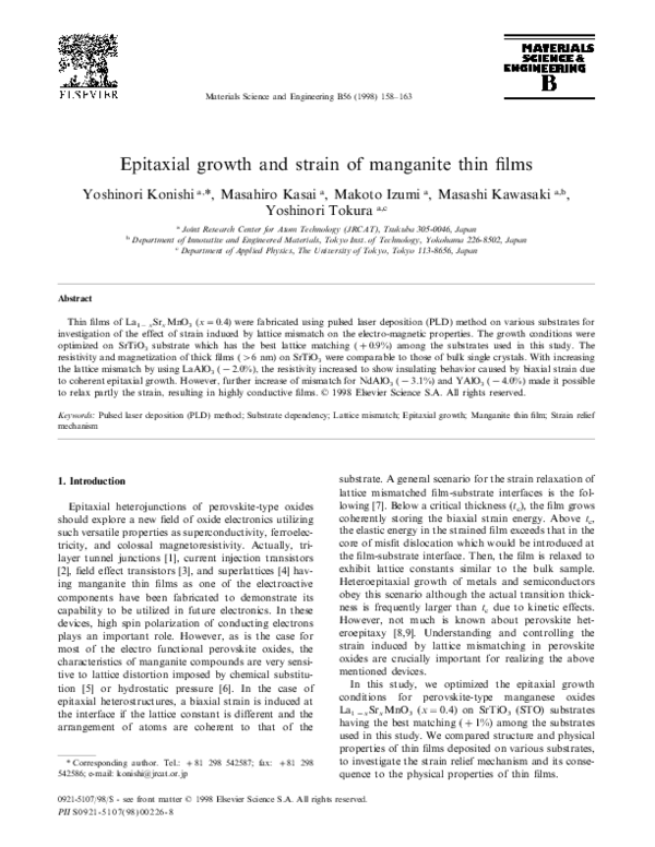 (PDF) Epitaxial growth and strain of manganite thin films