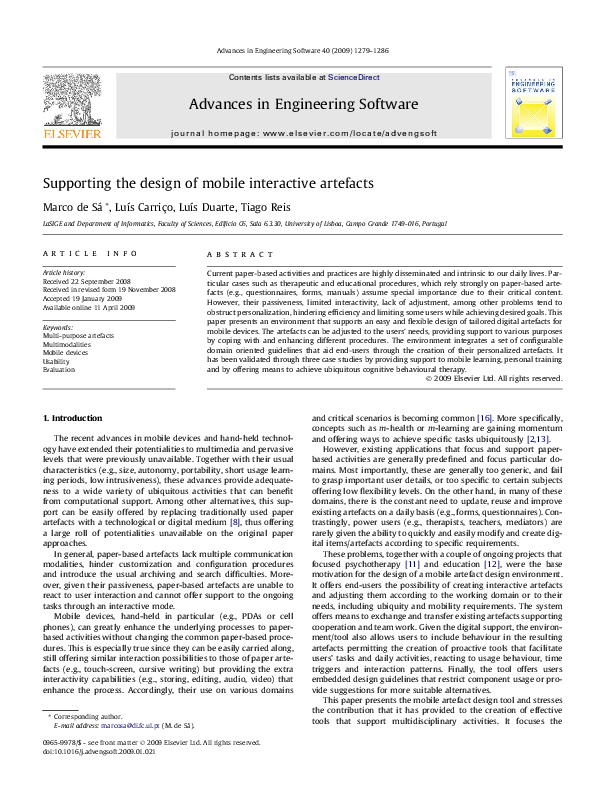 (PDF) Supporting the design of mobile interactive artefacts