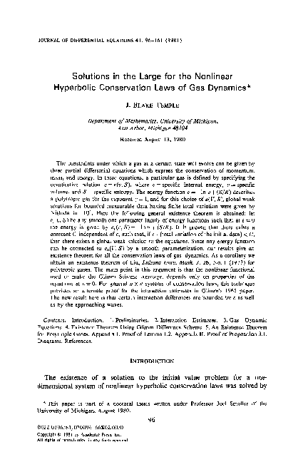(PDF) Solutions in the large for the nonlinear hyperbolic conservation ...