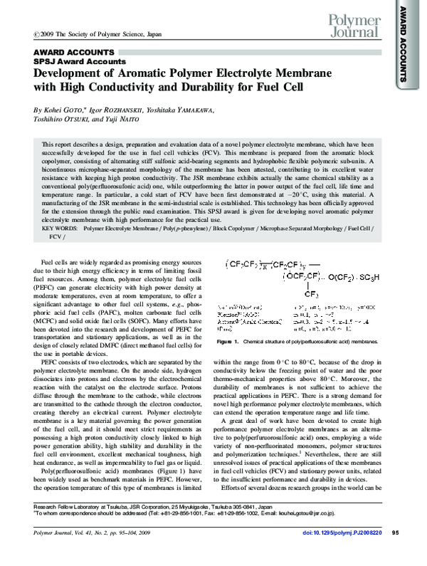 (PDF) Development of Aromatic Polymer Electrolyte Membrane with High ...