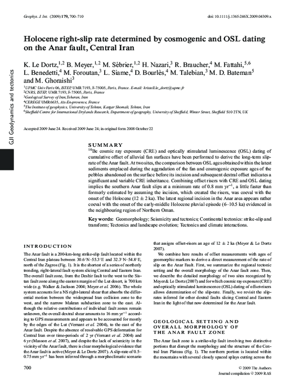 (PDF) Holocene right-slip rate determined by cosmogenic and OSL dating ...
