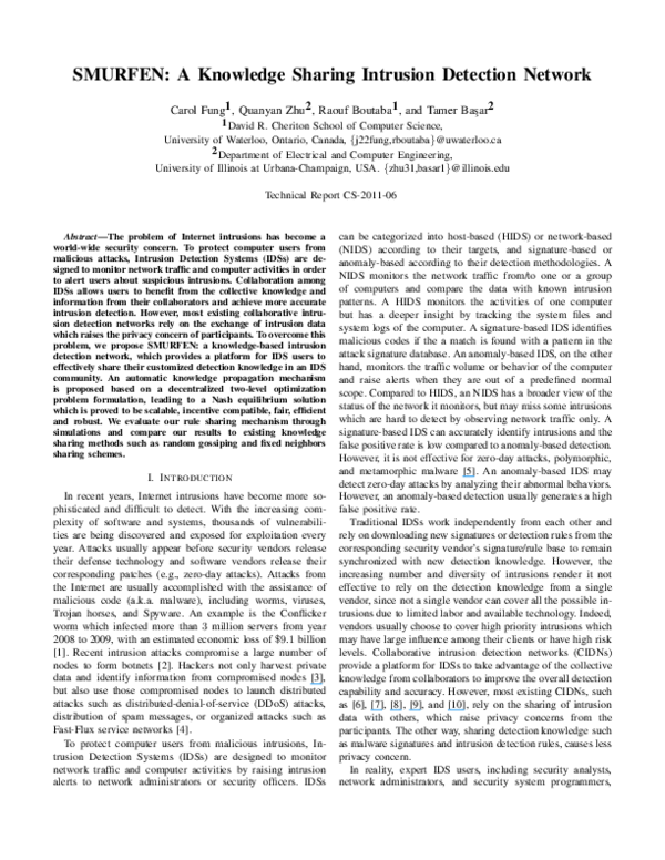 (PDF) SMURFEN: A Knowledge Sharing Intrusion Detection Network