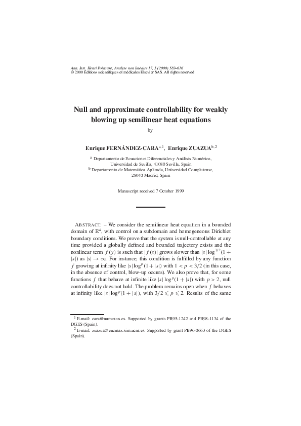 (PDF) Null and approximate controllability for weakly blowing up ...