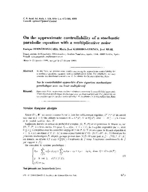 (PDF) On the approximate controllability of a stochastic parabolic ...