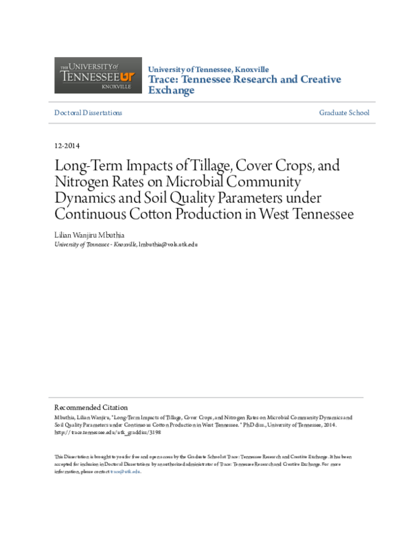 (PDF) Long-Term Impacts of Tillage, Cover Crops, and Nitrogen Rates on ...