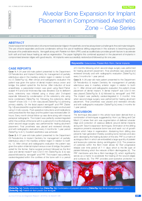 (PDF) Alveolar Bone Expansion for Implant Placement in Compromised ...