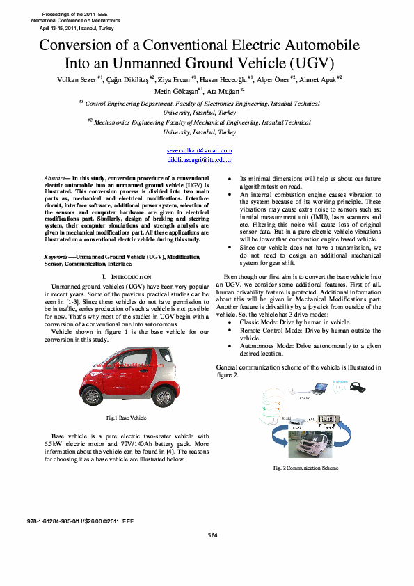 (PDF) Conversion of a conventional electric automobile into an unmanned