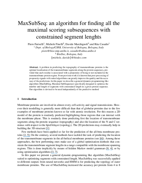 (PDF) MaxSubSeq: an algorithm for finding all the maximal scoring ...