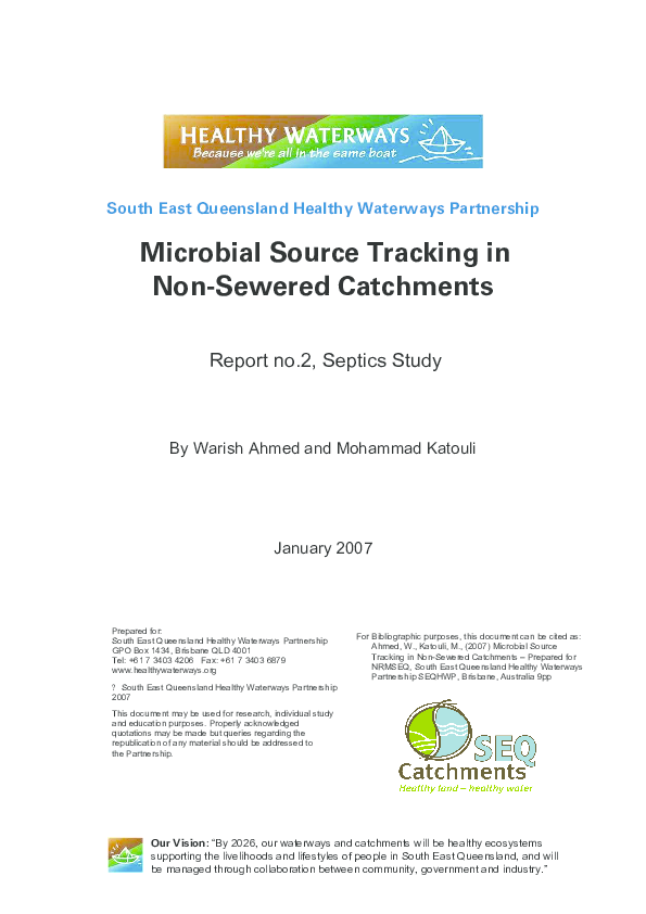 (PDF) Microbial Source Tracking in Non-Sewered Catchments