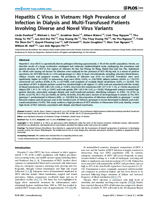 (PDF) Hepatitis C Virus in Vietnam: High Prevalence of Infection in ...