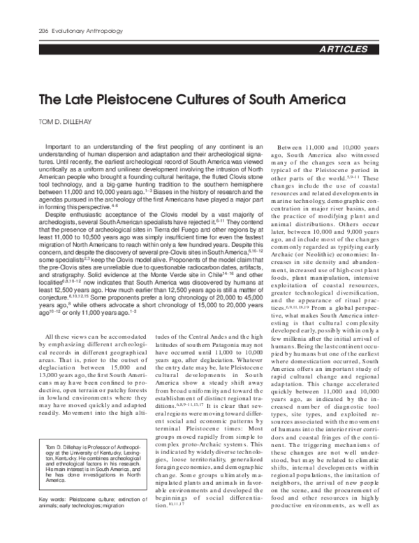 (PDF) The late Pleistocene cultures of South America