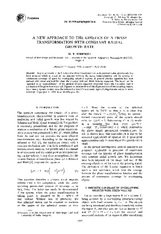 (PDF) A new approach to the kinetics of a phase transformation with ...